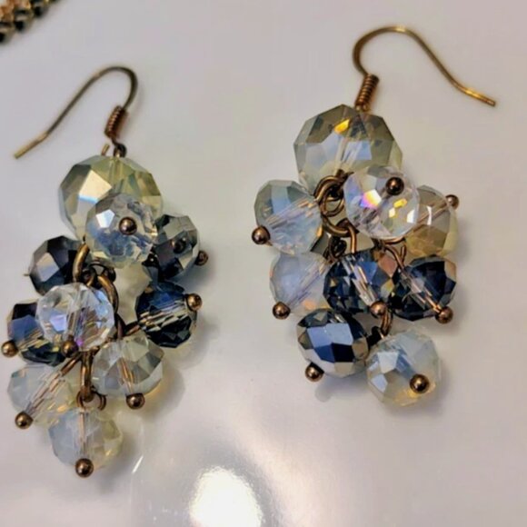 Vtg Ali-Khan New York Multi-Color Faceted AB Crystal Necklace & Earrings Set - Picture 5 of 8